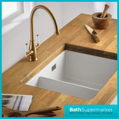 BTL Abode Sandon White 1.5 Bowl Ceramic Undermount Sink