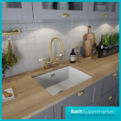 BTL Abode Sandon White Large 1 Bowl Ceramic Undermount Sink
