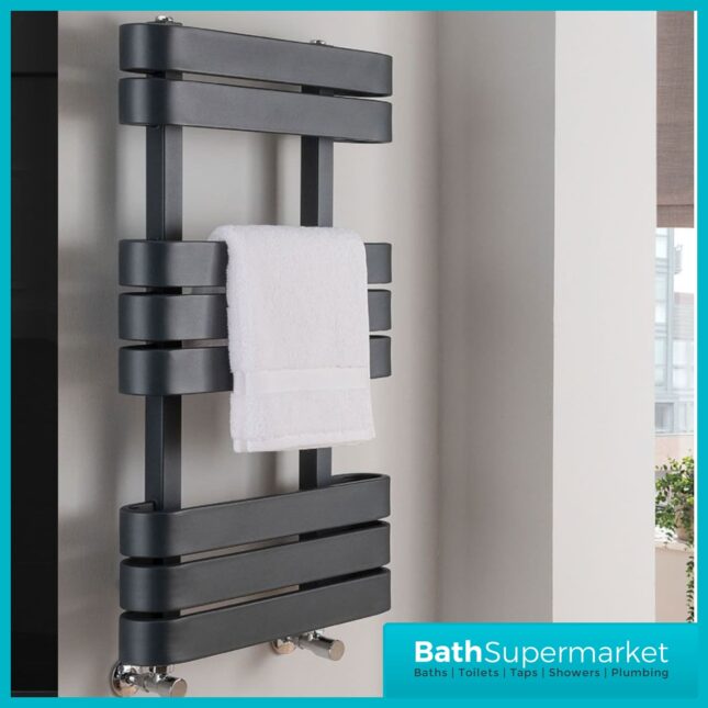 Kartell Tampa Anthracite Designer Heated Towel Rail 500mm x 850mm
