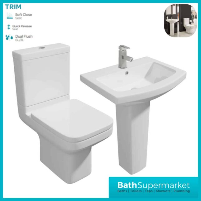 Kartell Trim 4 Piece Bathroom Suite - WC Toilet & 550mm Basin Set