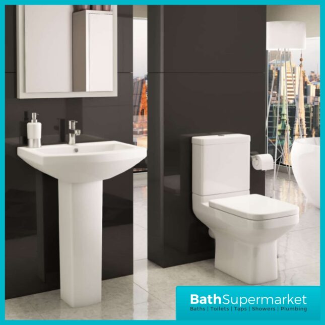 Kartell Trim 4 Piece Bathroom Suite - WC Toilet & 550mm Basin Set