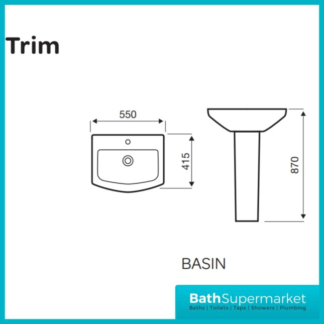 Kartell Trim 4 Piece Bathroom Suite - WC Toilet & 550mm Basin Set