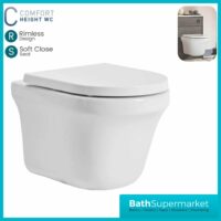 Aerial Comfort Height Wall Hung Rimless WC & Soft Close Toilet Seat