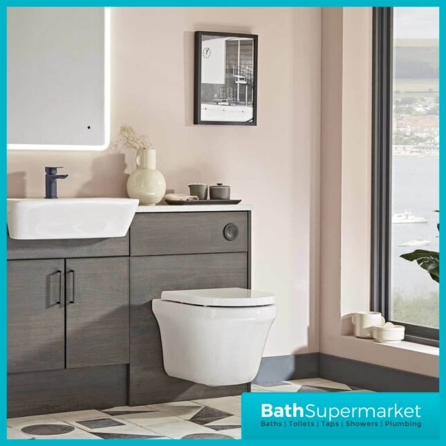 Aerial Comfort Height Wall Hung Rimless WC & Soft Close Toilet Seat