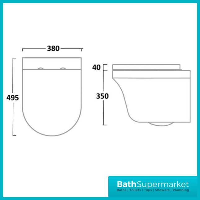 Aerial Comfort Height Wall Hung Rimless WC & Soft Close Toilet Seat