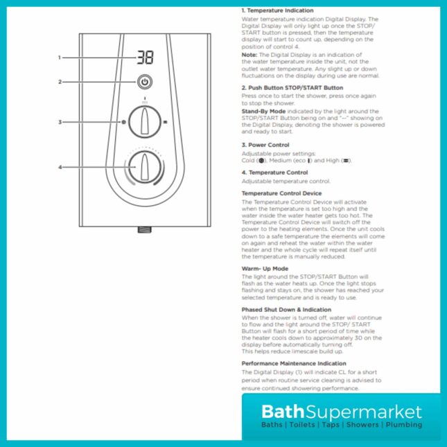 Bristan Glee Black Digital Display Electric Shower & Riser Kit 8.5kw-9.5kw-10.5kw Power