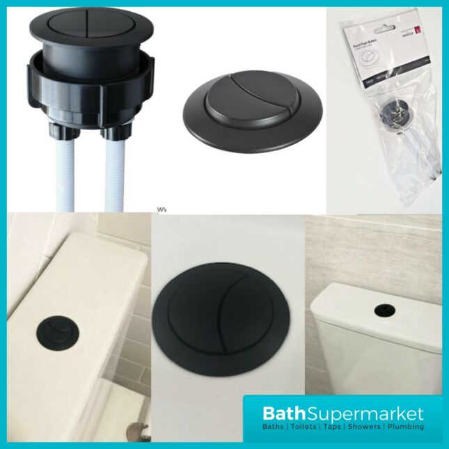 Round Dual Push Rod Flush Button Matt Black-38mm-48mm