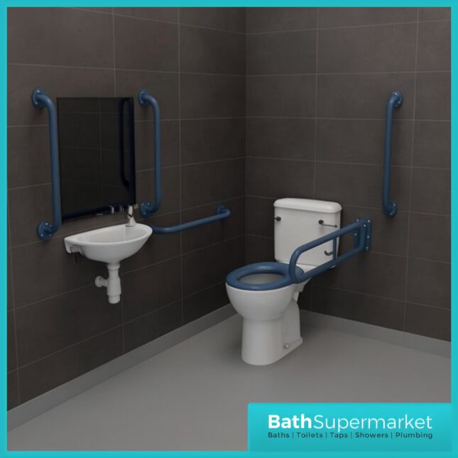 Fitzroy Of London NymaPRO Rimless Close Coupled Doc M Pack Blue Exposed Grab Rails Fixings
