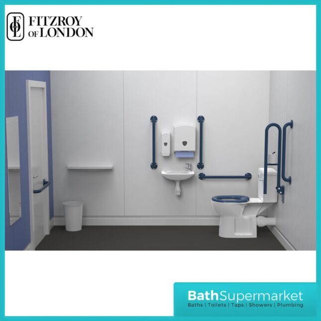 Fitzroy Of London NymaPRO Rimless Close Coupled Doc M Pack Blue Exposed Grab Rails Fixings