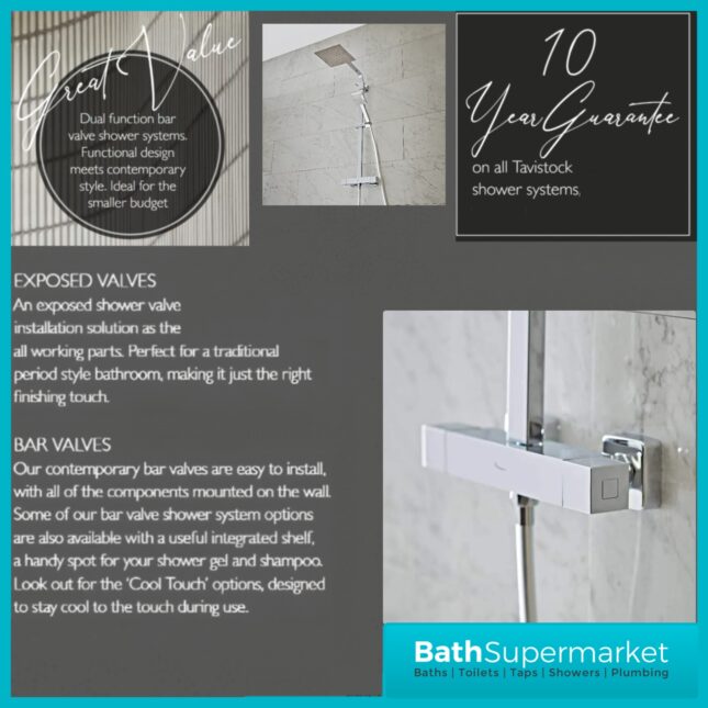 Tavistock Index Chrome Cool Touch Thermostatic Dual Function Bar Valve Shower System