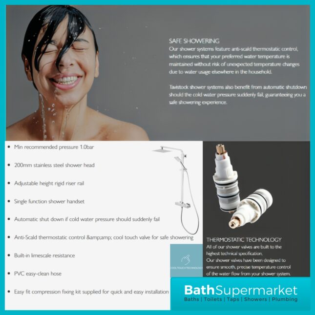 Tavistock Index Chrome Cool Touch Thermostatic Dual Function Bar Valve Shower System