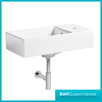 Tavistock Dimension Compact White Wall Hung Basin With 1 Right Hand Tap Hole