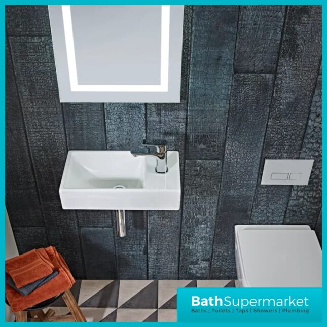 Tavistock Dimension Compact White Wall Hung Basin With 1 Right Hand Tap Hole