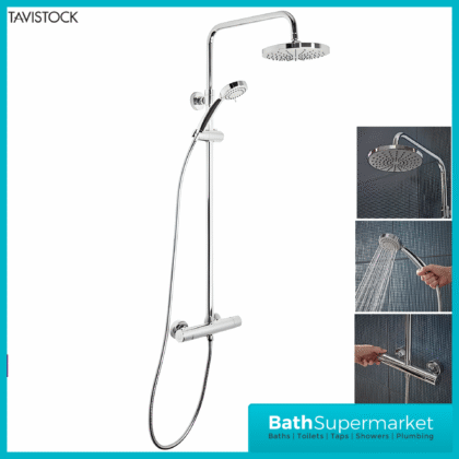 Tavistock Merit Chrome Dual Function Exposed Thermostatic Bar Valve Shower System