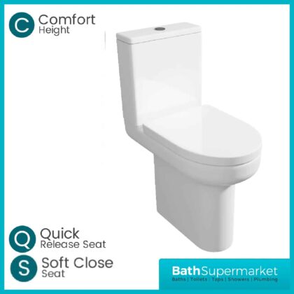 Bijou Comfort Height Close Coupled Toilet With Soft Close Toilet Seat