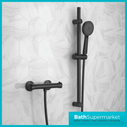 Mono Black Thermostatic Bar Round Shower Slider Shower Rail Kit