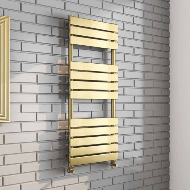 Kartell Malibu Brushed Brass Designer Heated Towel Rail 500mm x 1200mm - Image 2