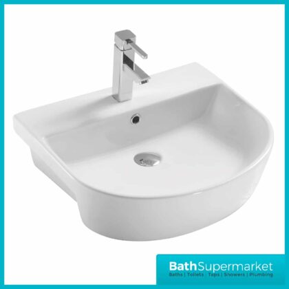 Kartell K-Vit Kameo 560mm 1 Tap Hole White Semi Recessed Basin