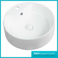 Kartell Karlo Gloss White Round Countertop Basin-1 Tap Hole 460mm