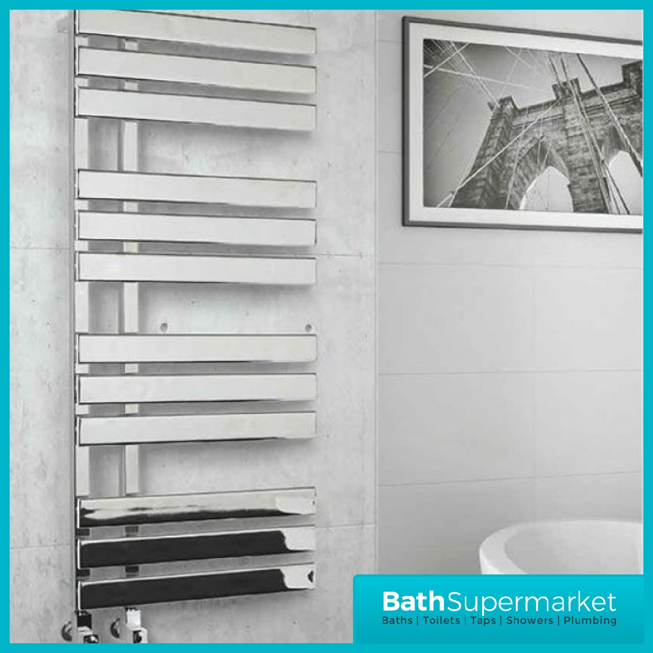 Oregon Chrome Designer Heated Towel Rail - W:500mm x H:1180mm