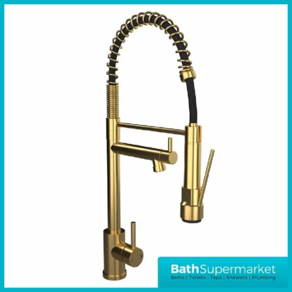 Ellsi Biella Pull Out Rinse Spray Gold Kitchen Mixer Tap
