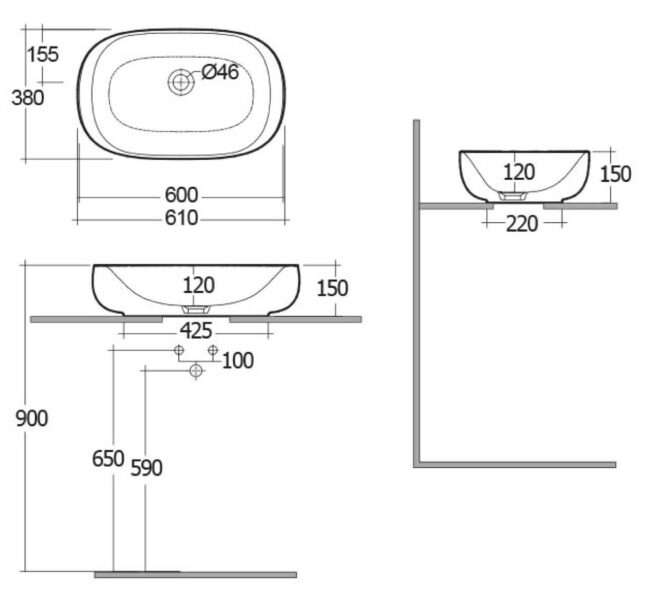 RAK Illusion Countertop Wash Basin 60cm- 0TH - Image 2