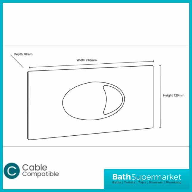 Large Matt Black Dual Flush Plate with Oval Buttons