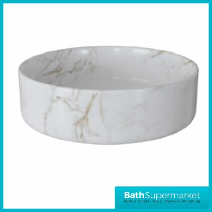 Luxey 355mm Ceramic Washbowl & Waste - Marble Effect Basin