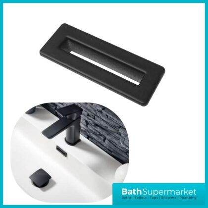 Matt Black Rectangle Overflow Cover Insert For Basins