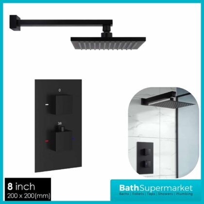 Mono Black Square Shower Concealed Valve Package + Wall Mounted Head