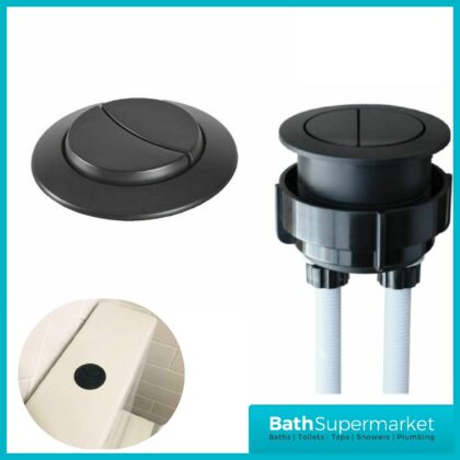 Round Dual Push Rod Flush Button Matt Black-38mm-48mm