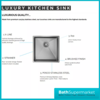 Ellsi Elite Brushed Gunmetal 1.0 Bowl Undermount-Inset Kitchen Sink Incl. Basket Strainer Waste