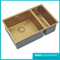 Ellsi Elite 1.5 Undermounted-Insert Sink 670x440 & Wastes Brushed Gold Kitchen Sink