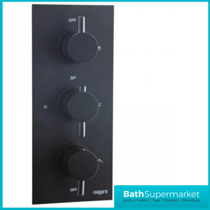 Niagara Equate Round Triple Concealed Shower Valve-Matt Black
