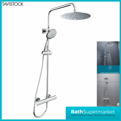 Tavistock Quantum Chrome Cool Touch Thermostatic Dual Function Exposed Valve Shower System