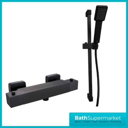 Sognare Mono Black Thermostatic Bar Square Shower Slider Shower Rail Kit