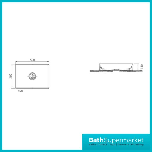 Sognare Stance Gloss White Sit-On Countertop Basin 500mm Wide - Image 2