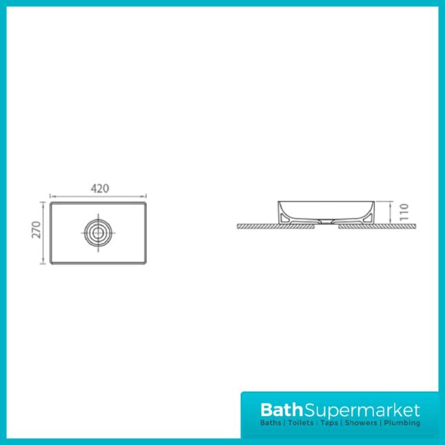 Sognare Stance Gloss White Counter Top Sit On Basin - 420mm - Image 2