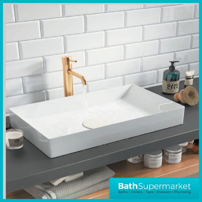 Sognare Stance Gloss White Sit On Countertop Rectangular Basin 750mm - Image 2