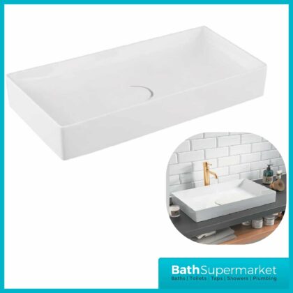 Sognare Stance Gloss White Sit On Countertop Rectangular Basin 750mm