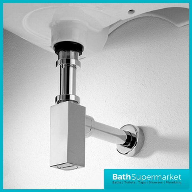 Luxury Square Chrome Modern Basin Bottle Trap - Image 2