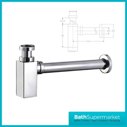 Square Chrome Modern Basin Bottle Trap