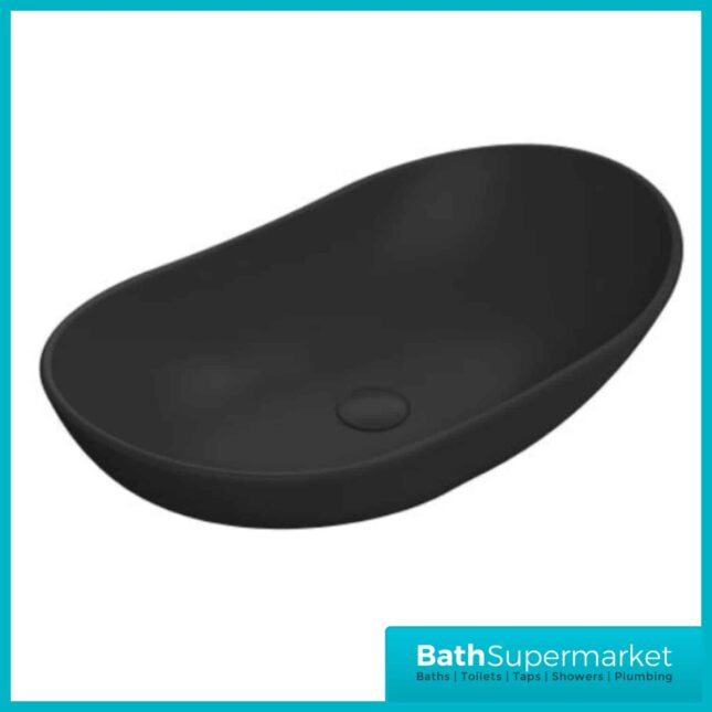 Nuie Matt Black Vessels Oval Sit On Countertop Basin 615mm Wide