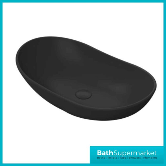 Nuie Matt Black Vessels Oval Sit On Countertop Basin 615mm Wide