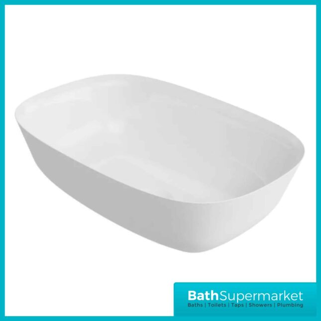AquaVolere Ayla Gloss White Polymarble Sit On Countertop Basin 460mm Width - Image 4