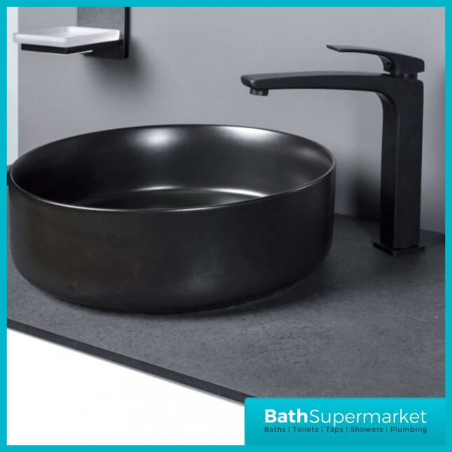 BTL Luxey 355mm Ceramic Washbowl & Waste - Matt Black