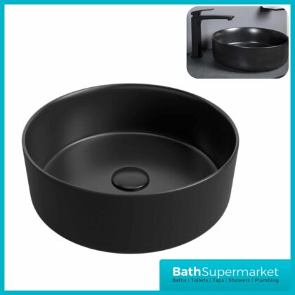 BTL Luxey 355mm Ceramic Washbowl & Waste - Matt Black