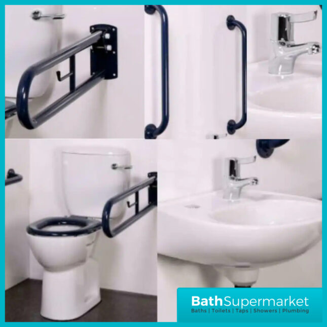 Nymas Nyma PRO Close Coupled Doc M Pack White - 5 x Dark Blue Grab Rails
