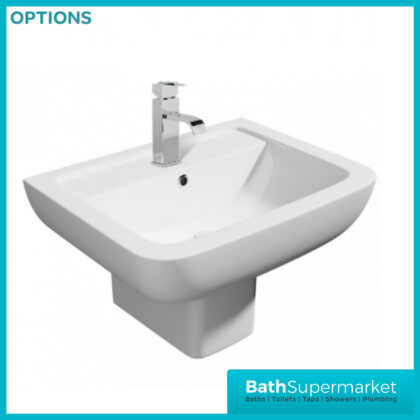 Options 550mm One Tap Hole Basin and Semi Pedestal
