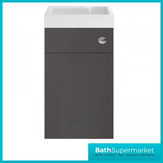 Athena Gloss Grey 2 In 1 Toilet Basin Combination Unit 500mm Wide